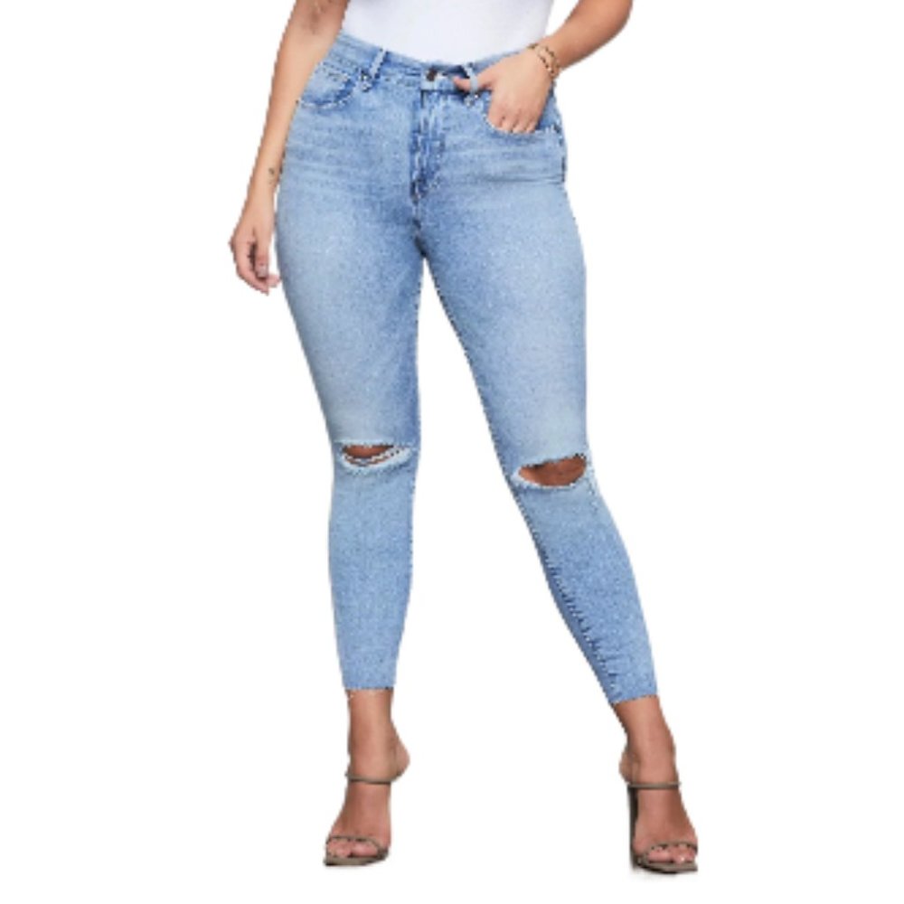Good America Good Waist Crop Raw Edge Jean 18